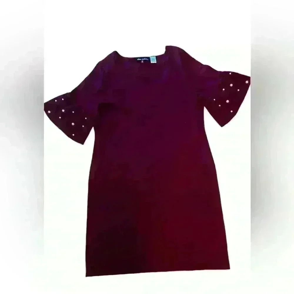 Alison Andrews Womens Burgandy Sheath Zip Back Dress  Sz. L   BRAND NEW